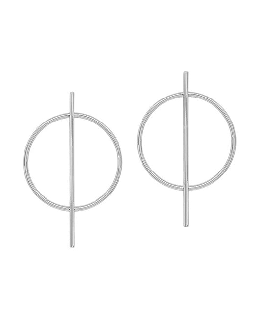 1.75Inches Bar Accent Round Metal Earring
