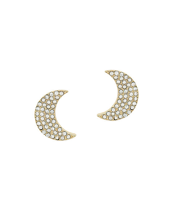 Half Moon Pave Post Earring