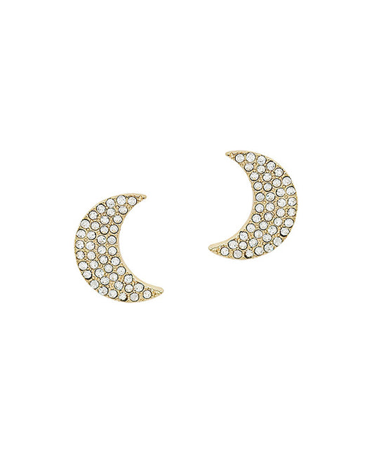 Half Moon Pave Post Earring