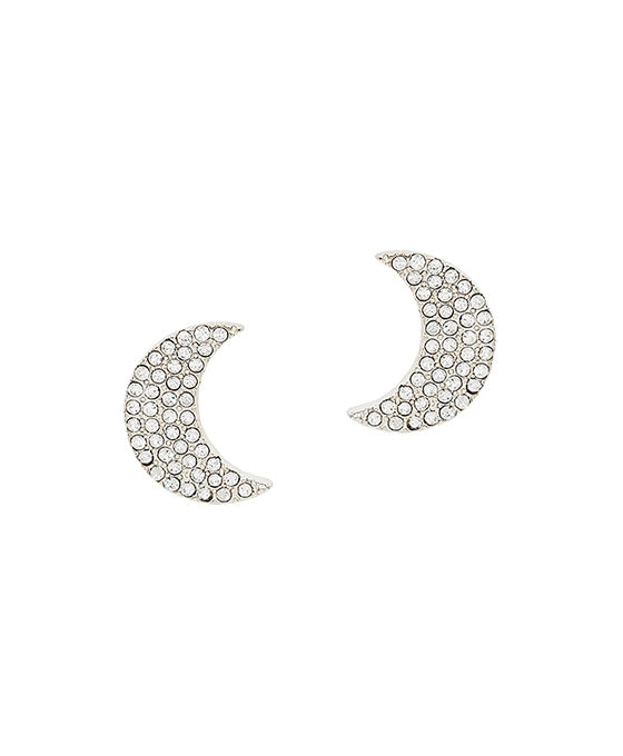 Half Moon Pave Post Earring
