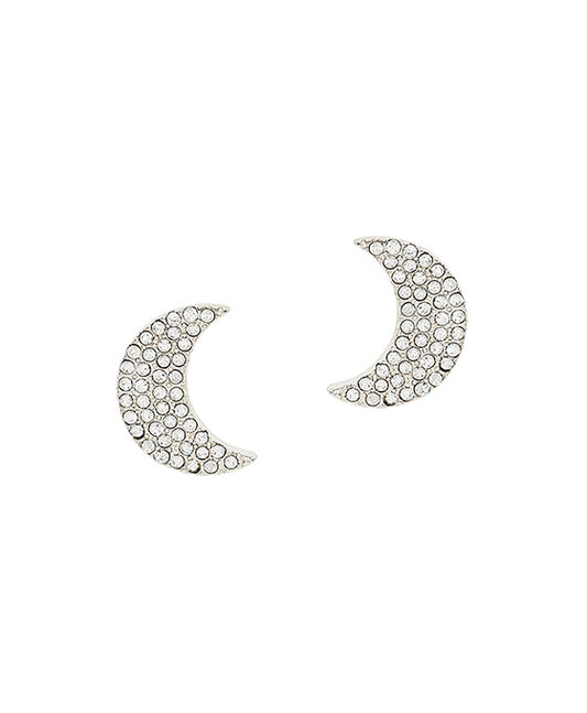 Half Moon Pave Post Earring
