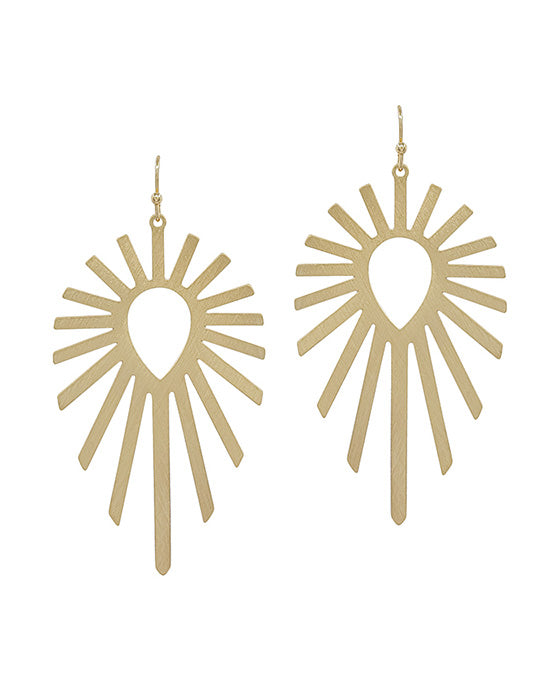 2 Inches Finned Shape Satin Metal Earring