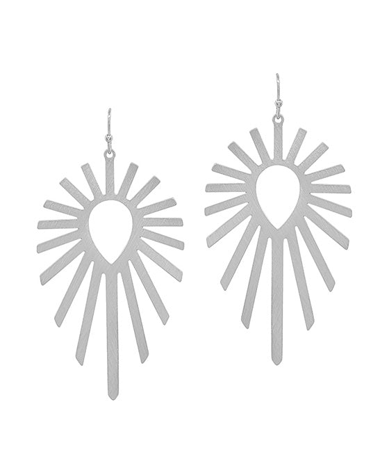 2 Inches Finned Shape Satin Metal Earring