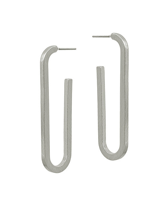 1.75 Inches Oval Shape Metal Post Earring