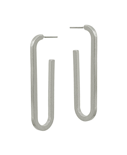 1.75 Inches Oval Shape Metal Post Earring
