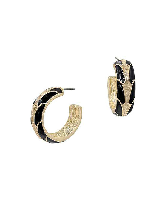 30mm Geo Pattern Colored Metal Hoop Earring