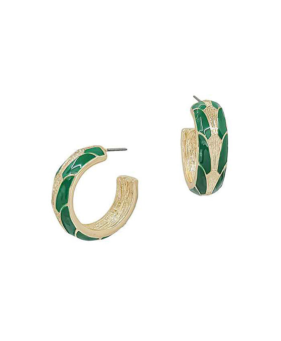30mm Geo Pattern Colored Metal Hoop Earring
