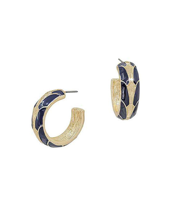 30mm Geo Pattern Colored Metal Hoop Earring