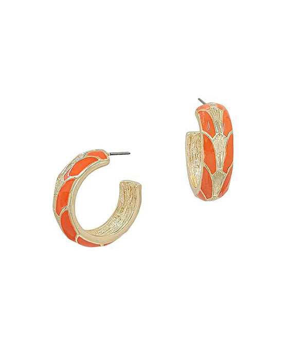 30mm Geo Pattern Colored Metal Hoop Earring
