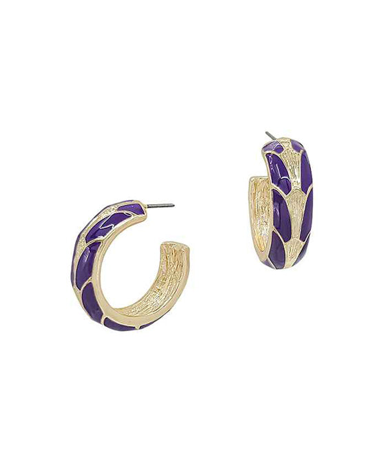 30mm Geo Pattern Colored Metal Hoop Earring