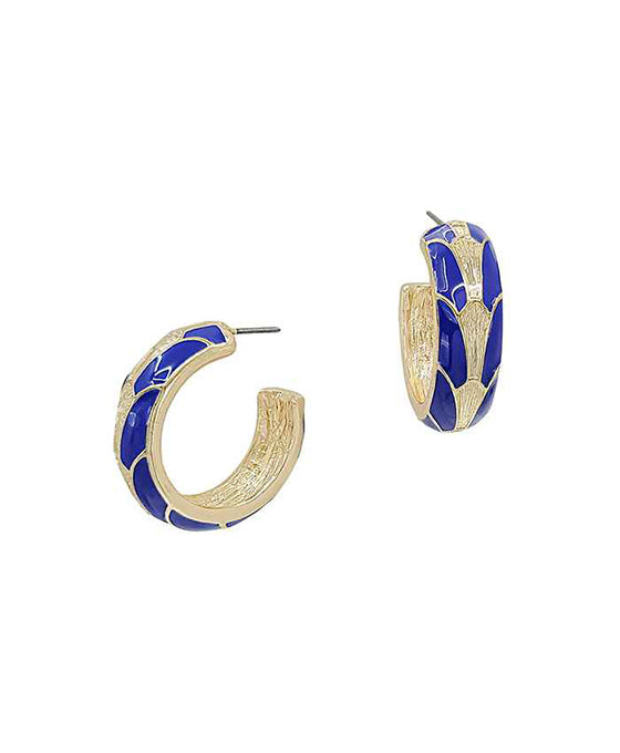 30mm Geo Pattern Colored Metal Hoop Earring