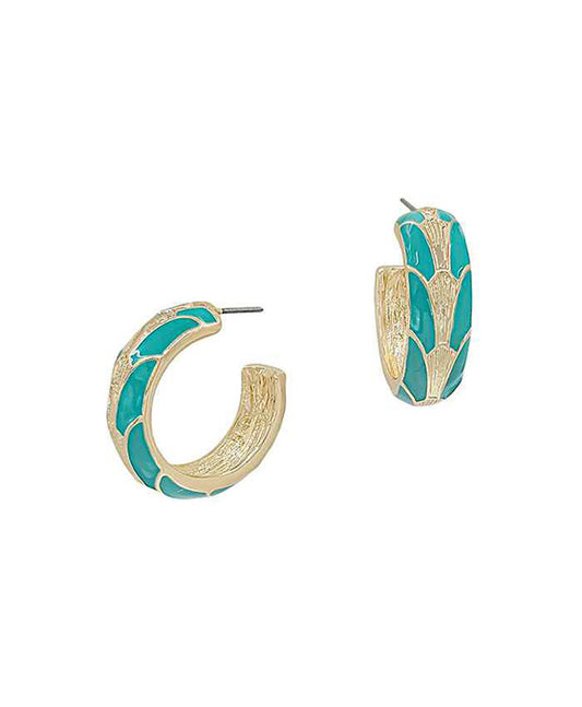 30mm Geo Pattern Colored Metal Hoop Earring