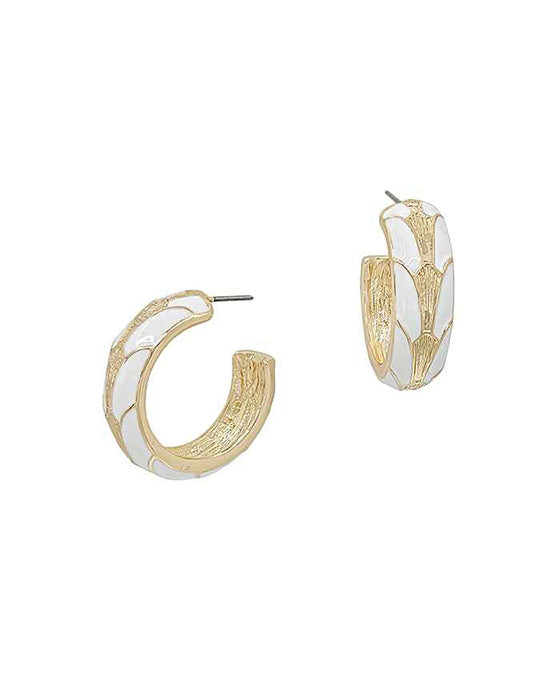 30mm Geo Pattern Colored Metal Hoop Earring