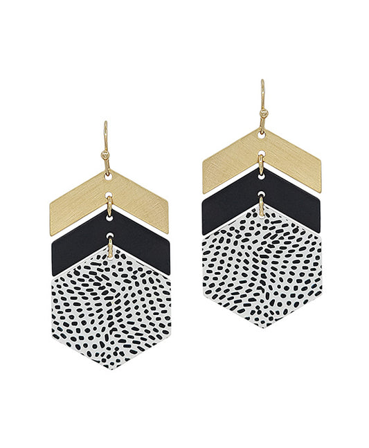 Geo Metal Color Coated Hexagon Earring