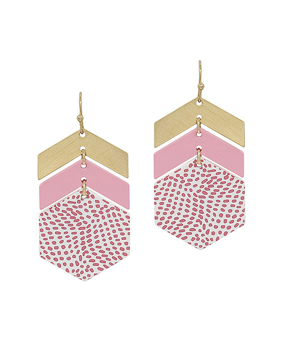 Geo Metal Color Coated Hexagon Earring