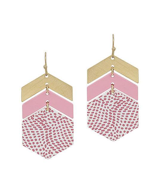 Geo Metal Color Coated Hexagon Earring