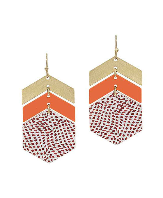 Geo Metal Color Coated Hexagon Earring