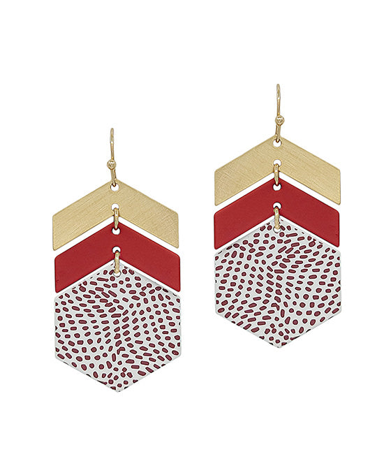 Geo Metal Color Coated Hexagon Earring