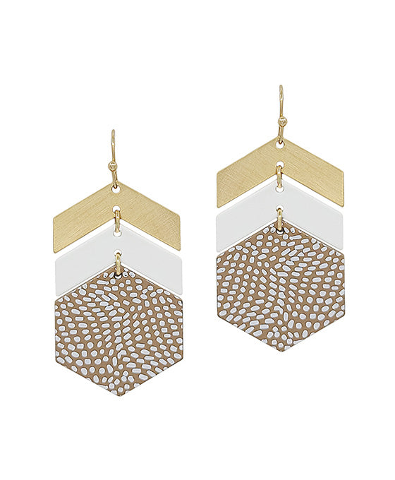 Geo Metal Color Coated Hexagon Earring