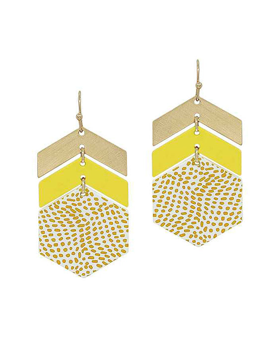 Geo Metal Color Coated Hexagon Earring