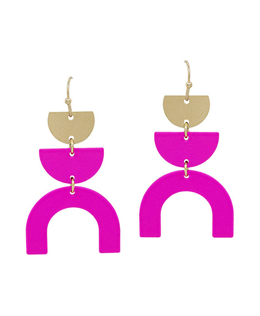 3 Drops Arch Shape Color Coated Earring