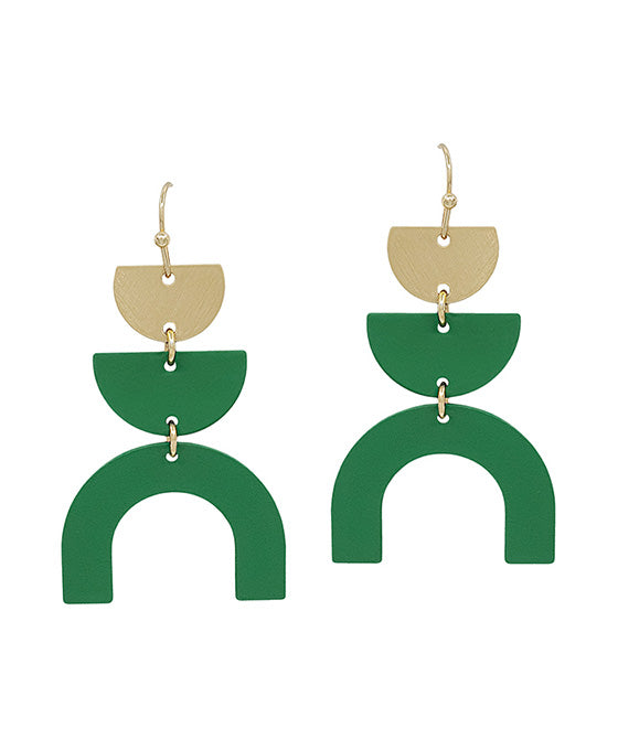 3 Drops Arch Shape Color Coated Earring