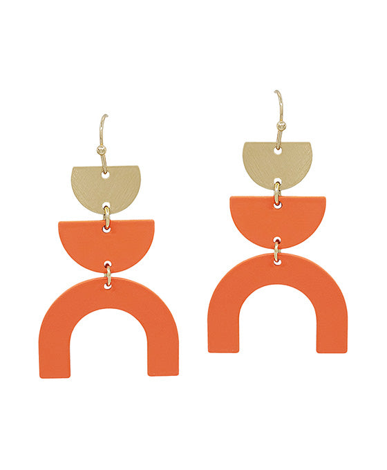 3 Drops Arch Shape Color Coated Earring