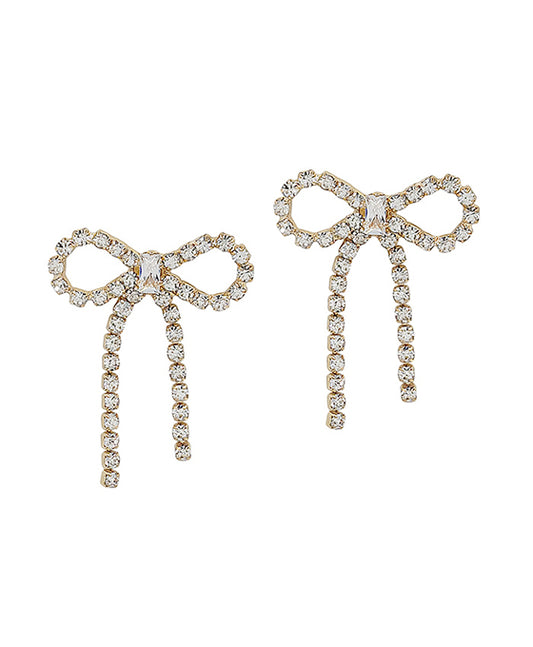 Rhinestone Accent Ribbon Post Earring