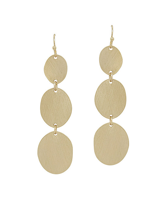 3 Drops Round Satin Metal Earring