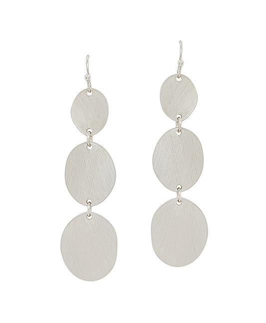 3 Drops Round Satin Metal Earring