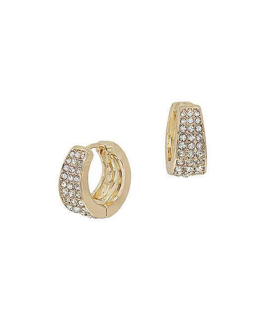 Front Pave Metal Huggie Earring
