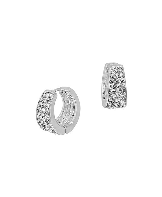 Front Pave Metal Huggie Earring