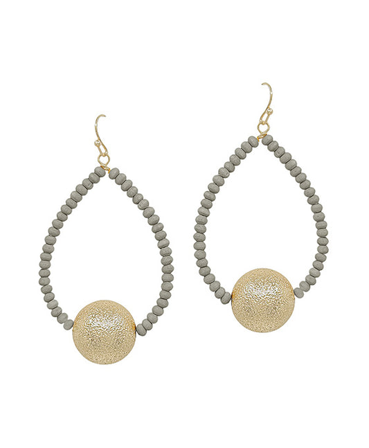 18mm Satin Ball Teardrop Wood Earring