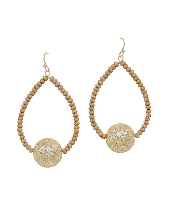 18mm Satin Ball Teardrop Wood Earring