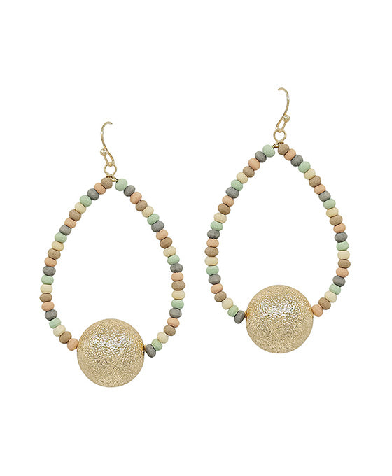 18mm Satin Ball Teardrop Wood Earring