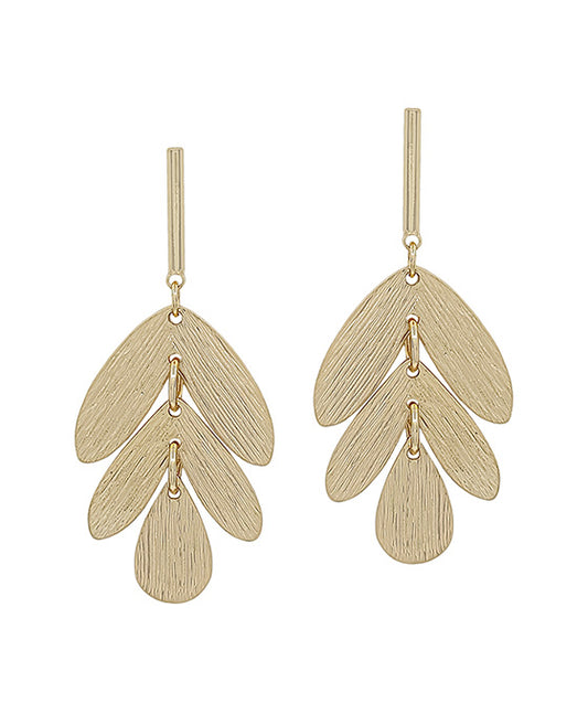Leaf Charm w/ Bar Metal Post Earring