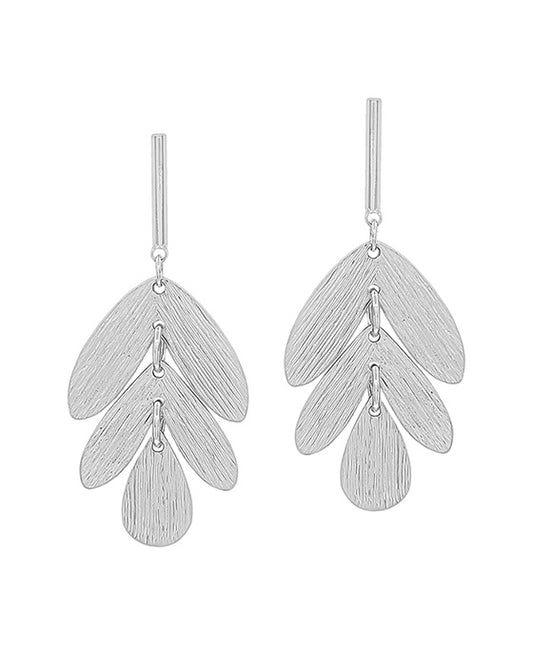 Leaf Charm w/ Bar Metal Post Earring