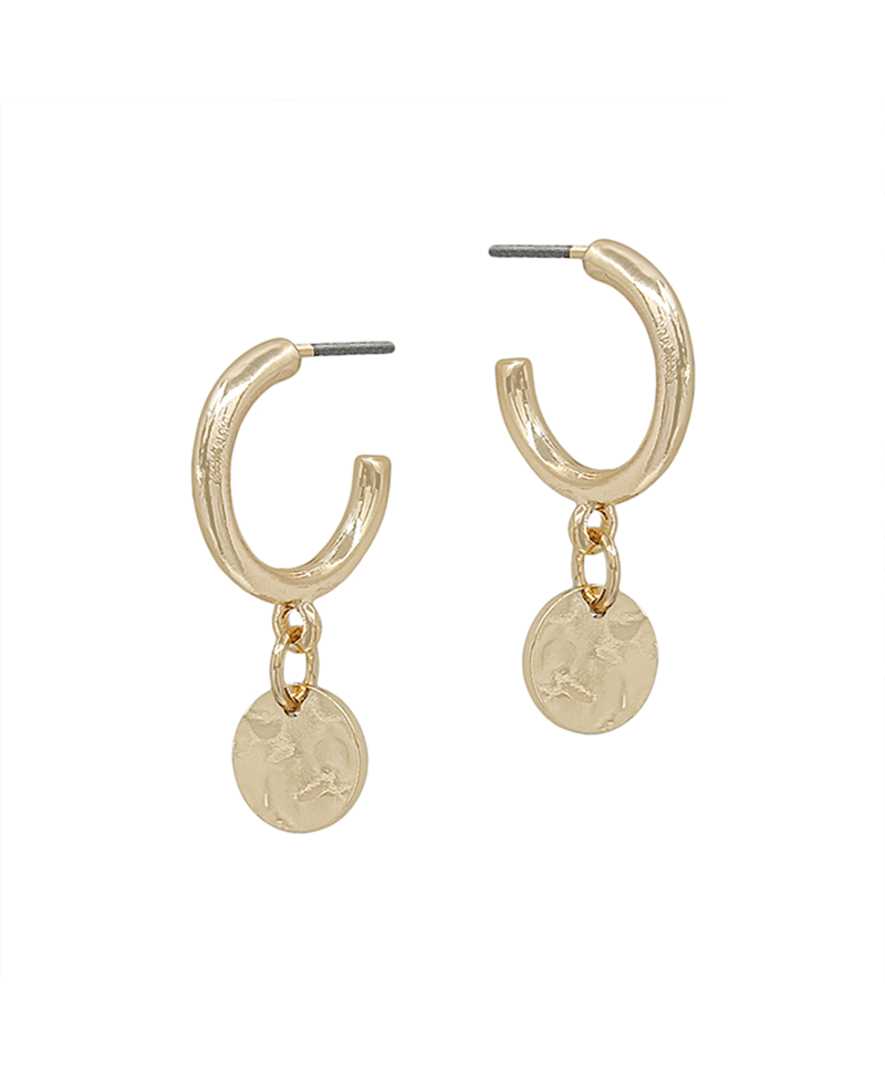 Metal 15mm Hoop w/ Round Charm Earring