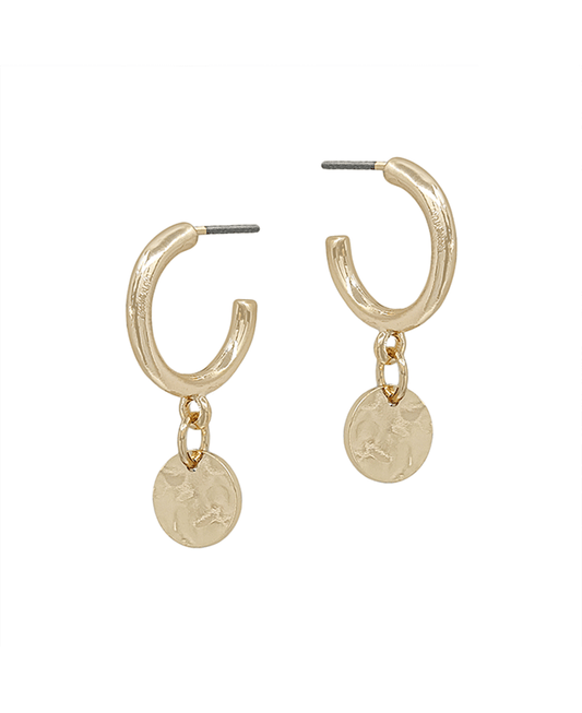 Metal 15mm Hoop w/ Round Charm Earring