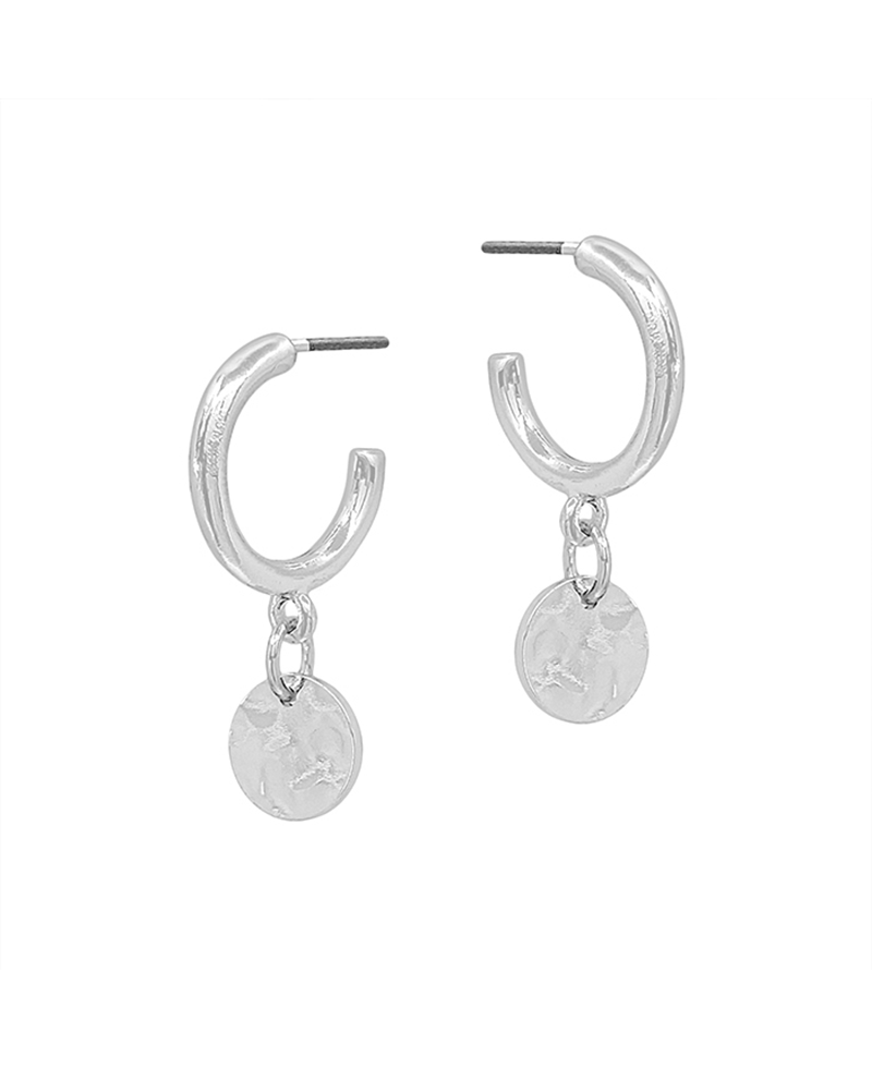 Metal 15mm Hoop w/ Round Charm Earring