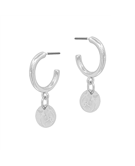Metal 15mm Hoop w/ Round Charm Earring