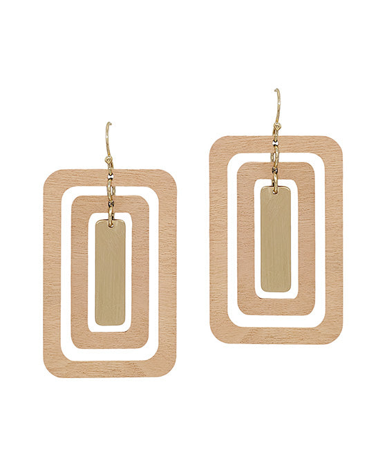 Triple Square Scratched Earring