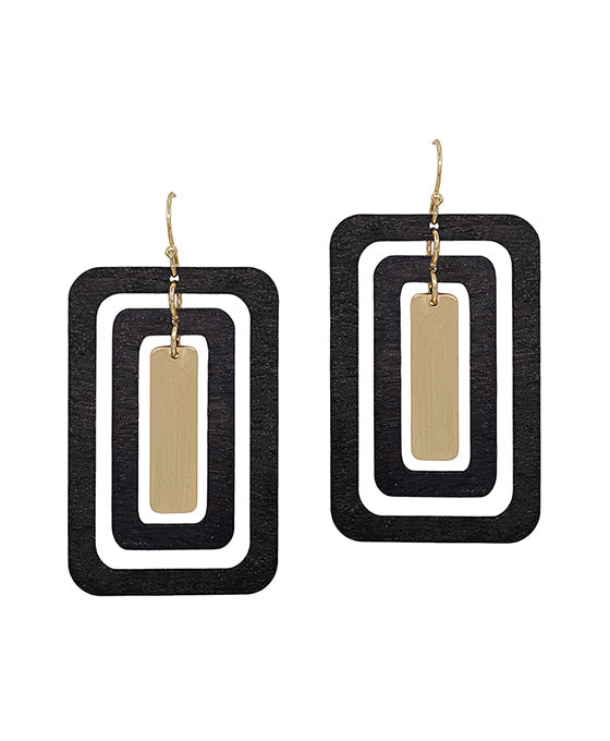 Triple Square Scratched Earring