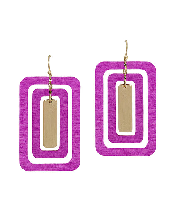 Triple Square Scratched Earring