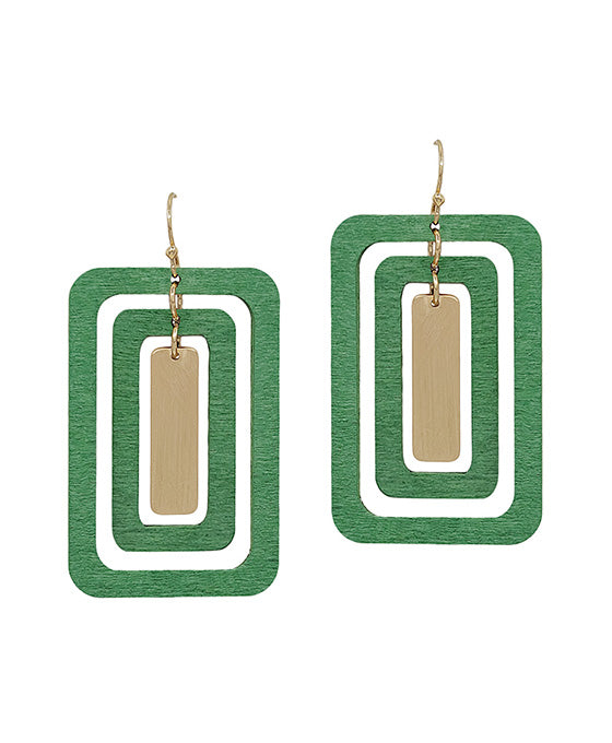 Triple Square Scratched Earring