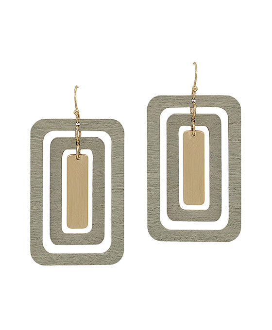 Triple Square Scratched Earring