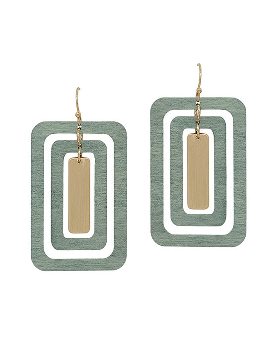 Triple Square Scratched Earring
