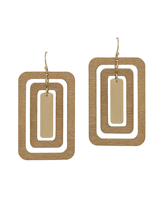Triple Square Scratched Earring