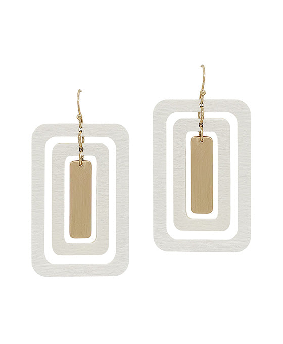 Triple Square Scratched Earring