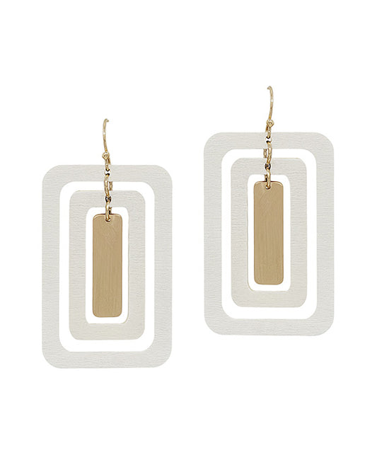 Triple Square Scratched Earring